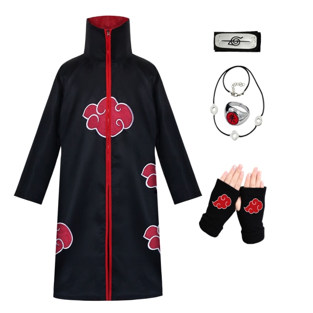 Akatsuki cosplay: cloak without hood, glove, ring, headband - ®Akatsuki ...